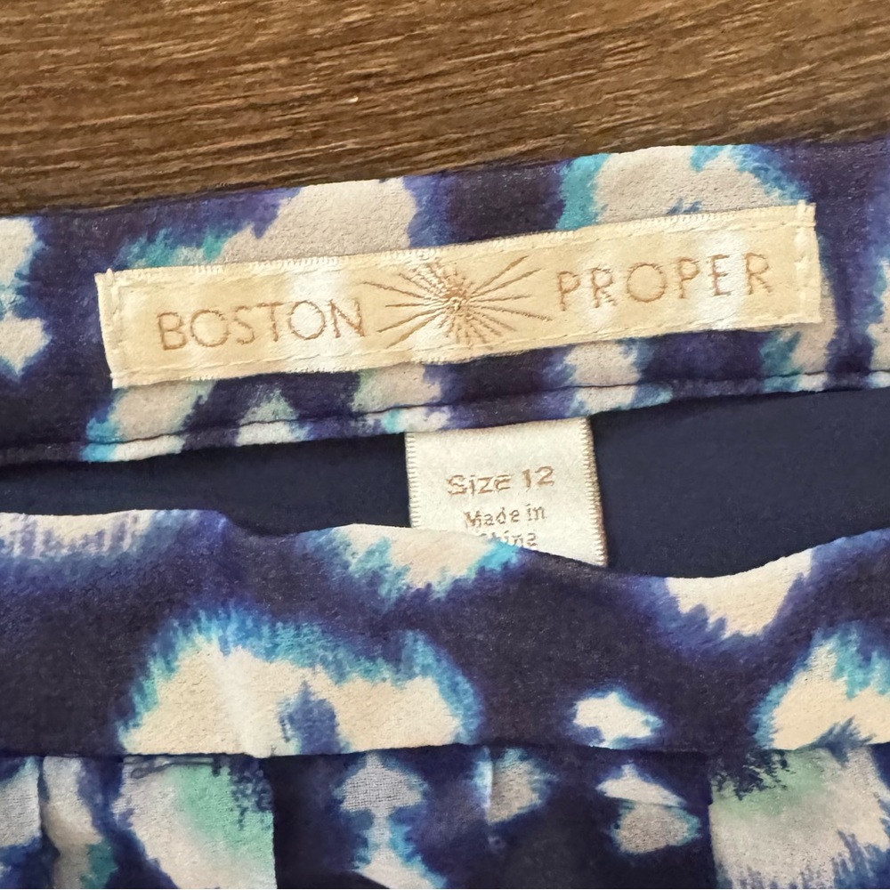 Boston Proper Pleated Blue and White Maxi Skirt - Picture 3 of 3